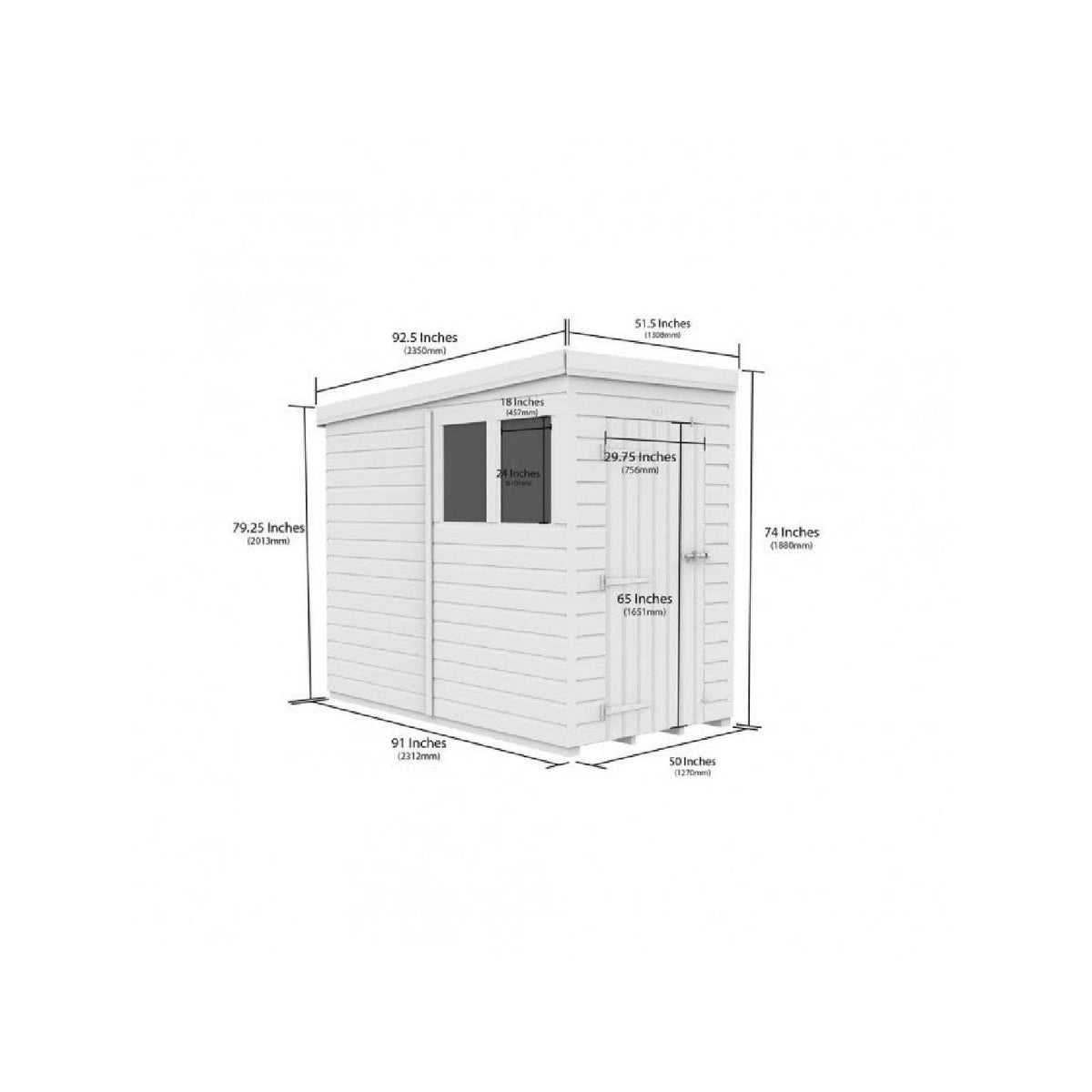 DIY Sheds – Pent Shed – Double Door – view 165