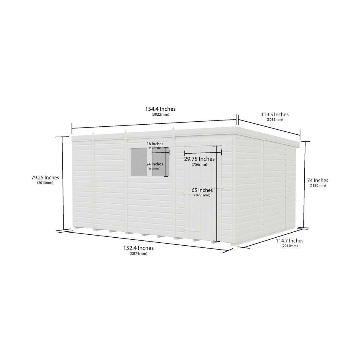 DIY Sheds – Pent Shed – Double Door – view 44