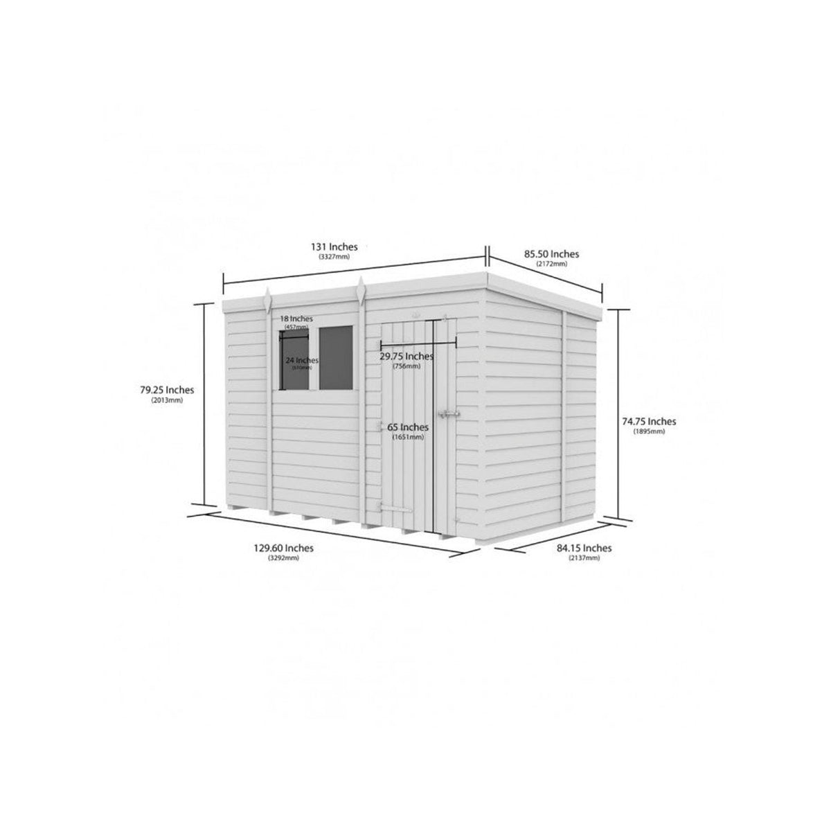 DIY Sheds – Pent Shed – Single Door – view 24