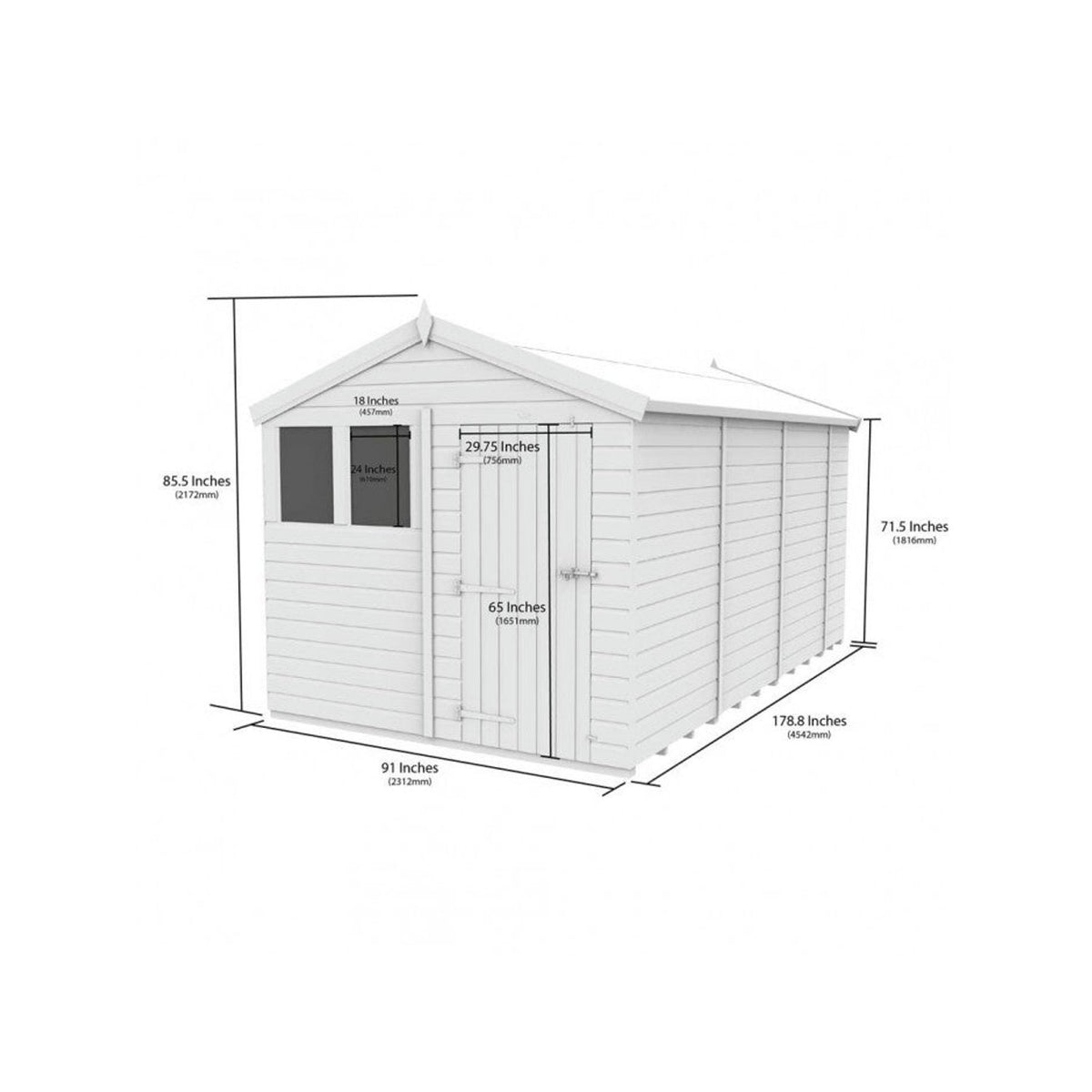 DIY Sheds – Apex Shed – Single Door – view 179