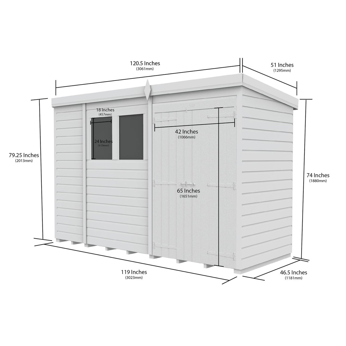 DIY Sheds – Pent Shed – Double Door