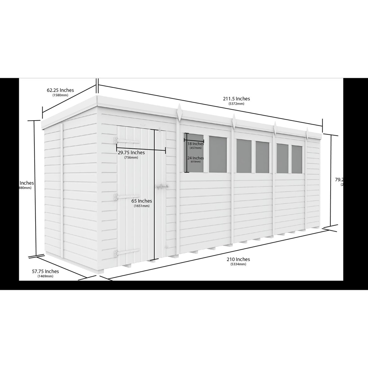 DIY Sheds – Pent Shed – Double Door – view 118