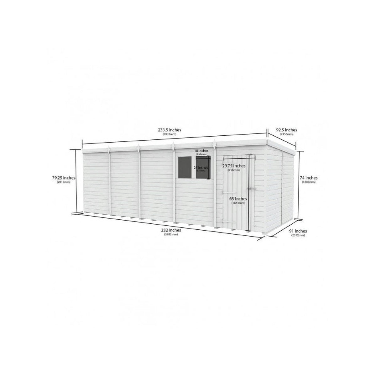 DIY Sheds – Pent Shed – Single Door – view 151