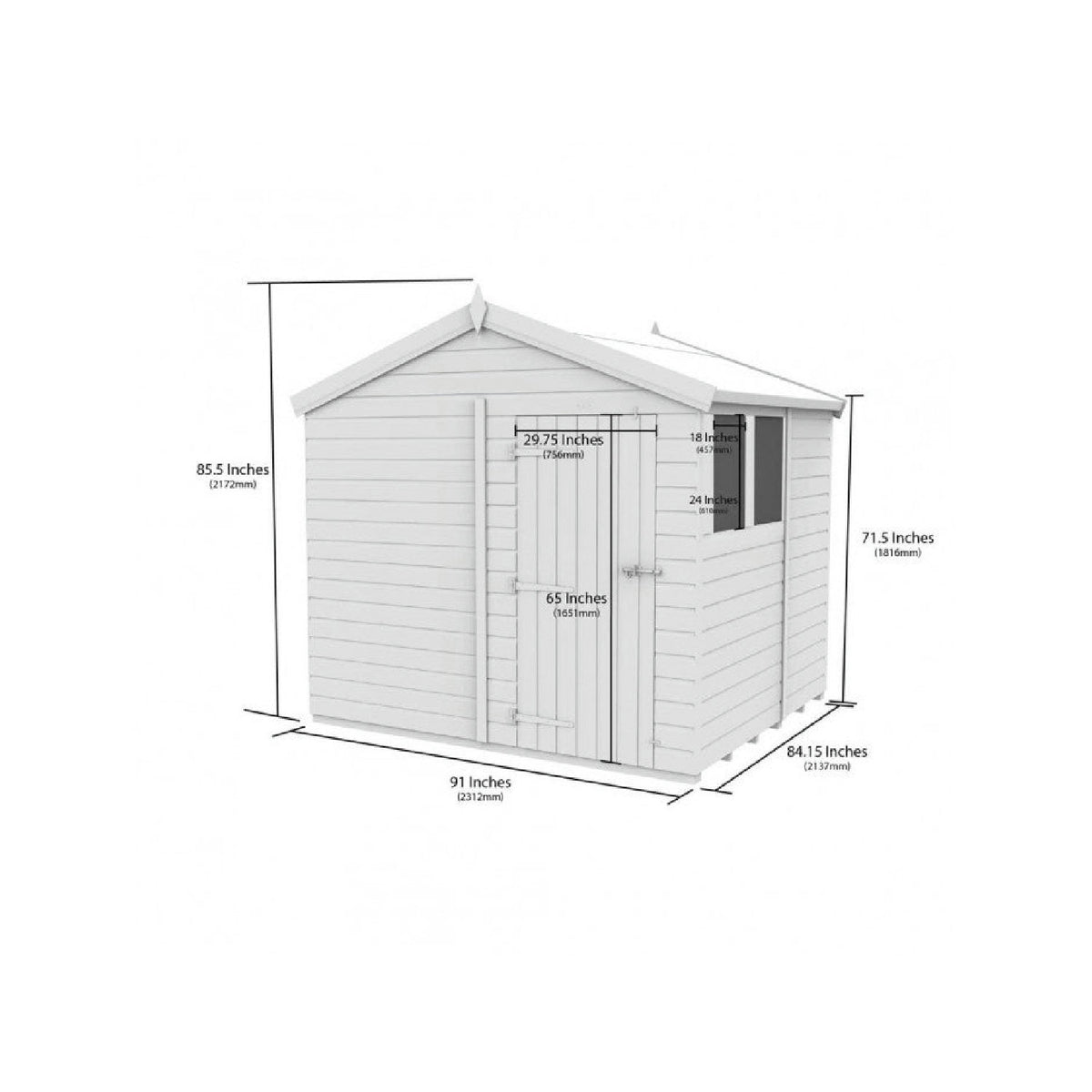 DIY Sheds – Apex Shed – Single Door – view 198