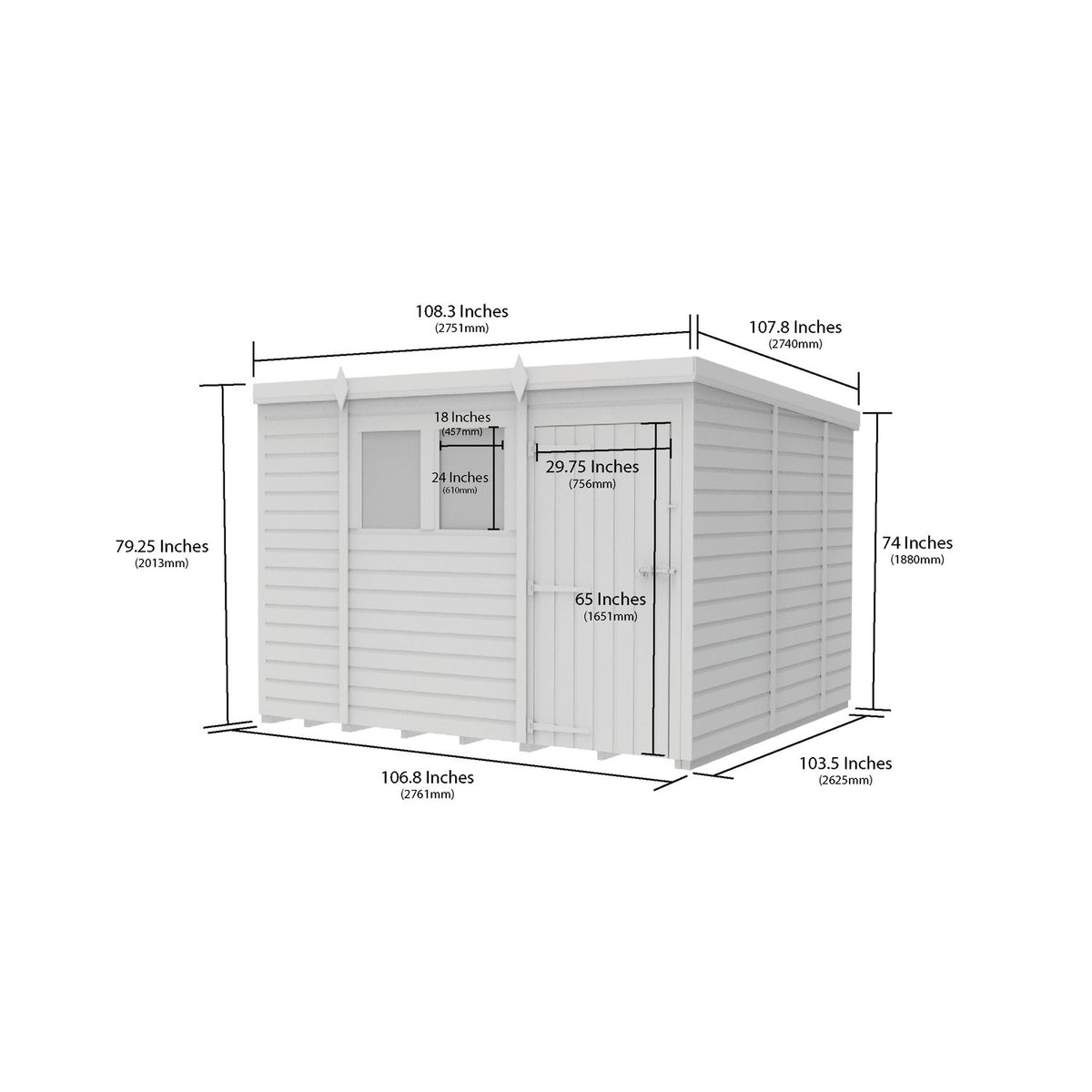 DIY Sheds – Pent Shed – Single Door – view 238