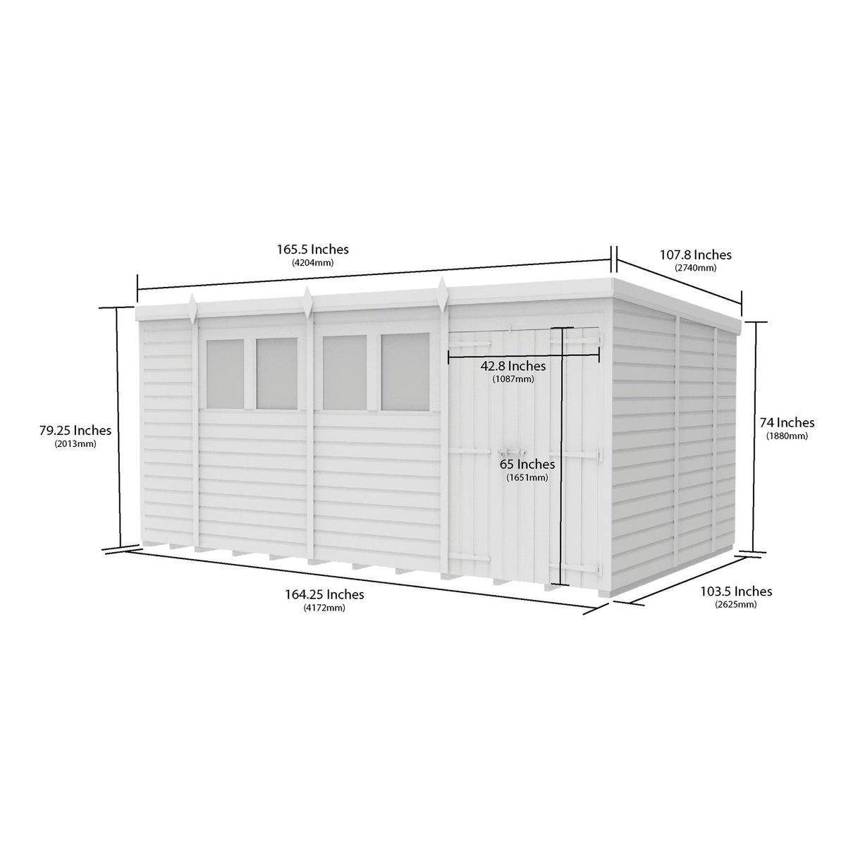 DIY Sheds – Pent Shed – Double Door – view 70