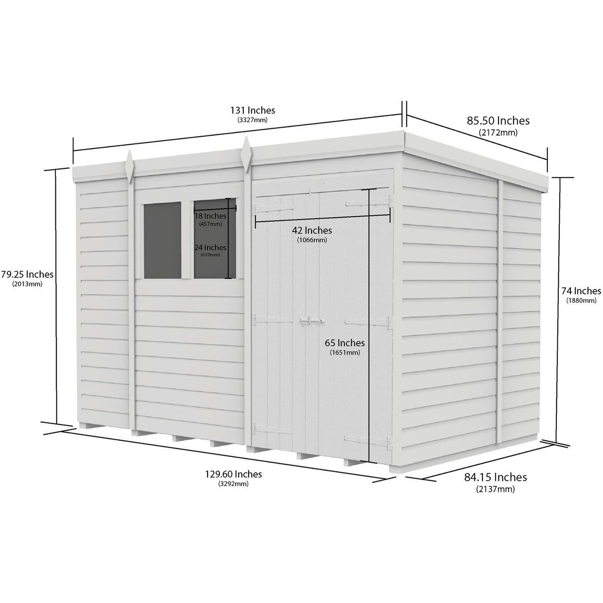 DIY Sheds – Pent Shed – Double Door – view 24