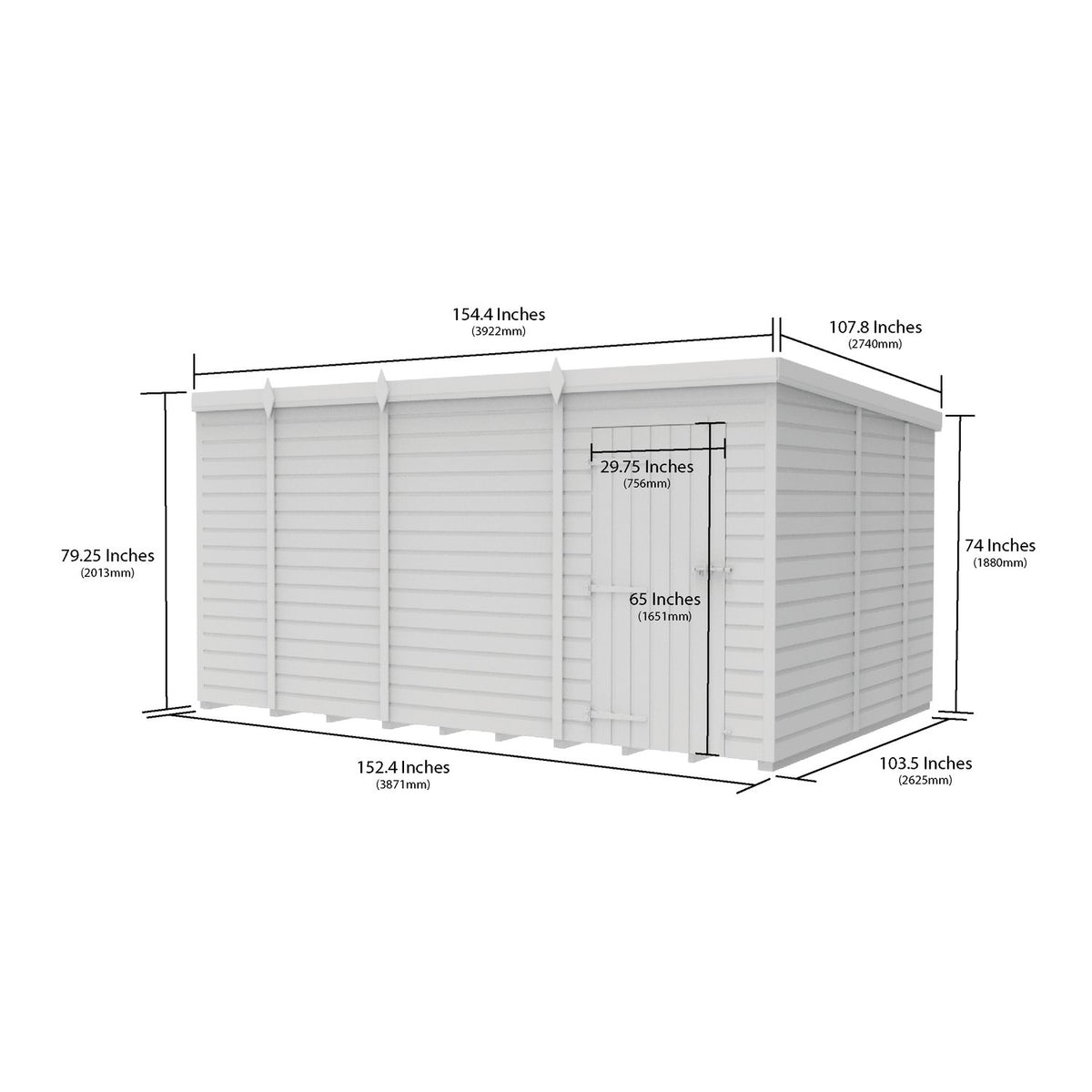 DIY Sheds – Pent Shed – Single Door – view 55