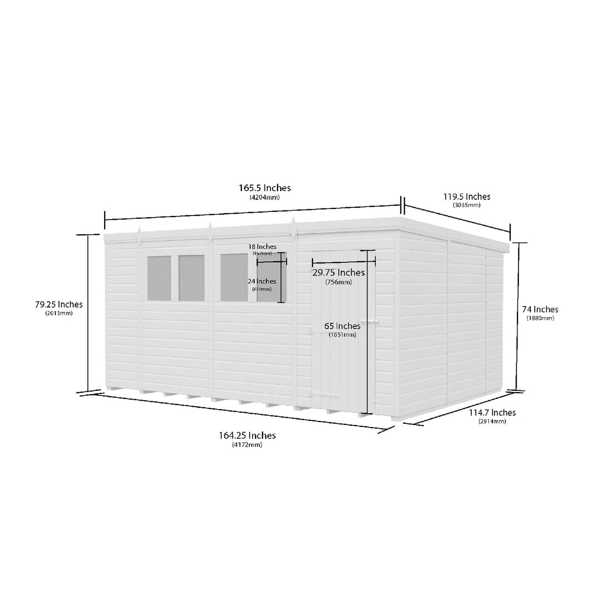 DIY Sheds – Pent Shed – Single Door – view 58