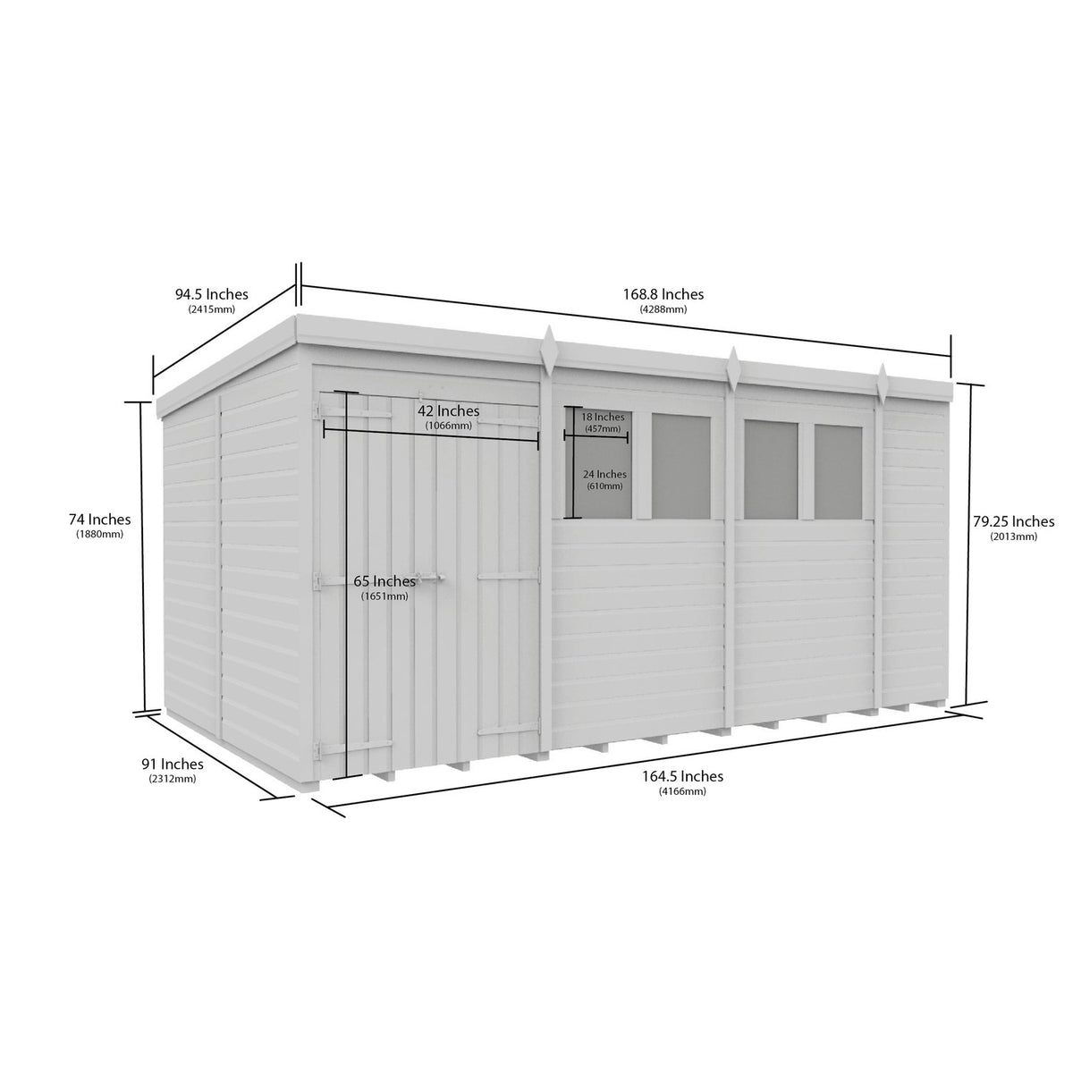 DIY Sheds – Pent Shed – Double Door – view 68
