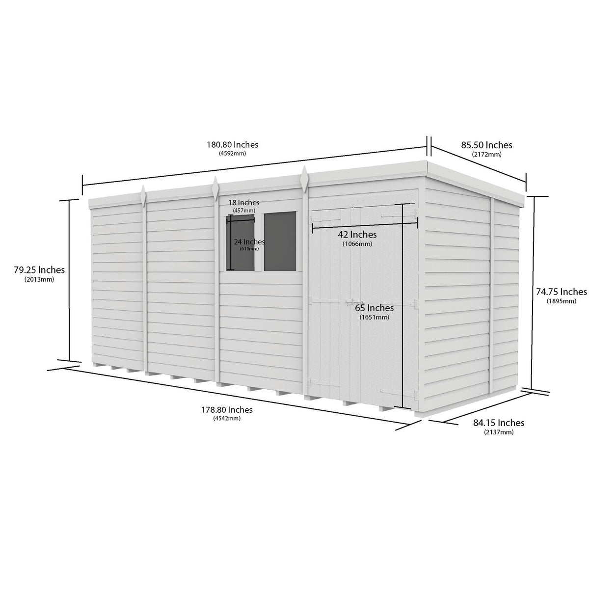 DIY Sheds – Pent Shed – Double Door – view 80