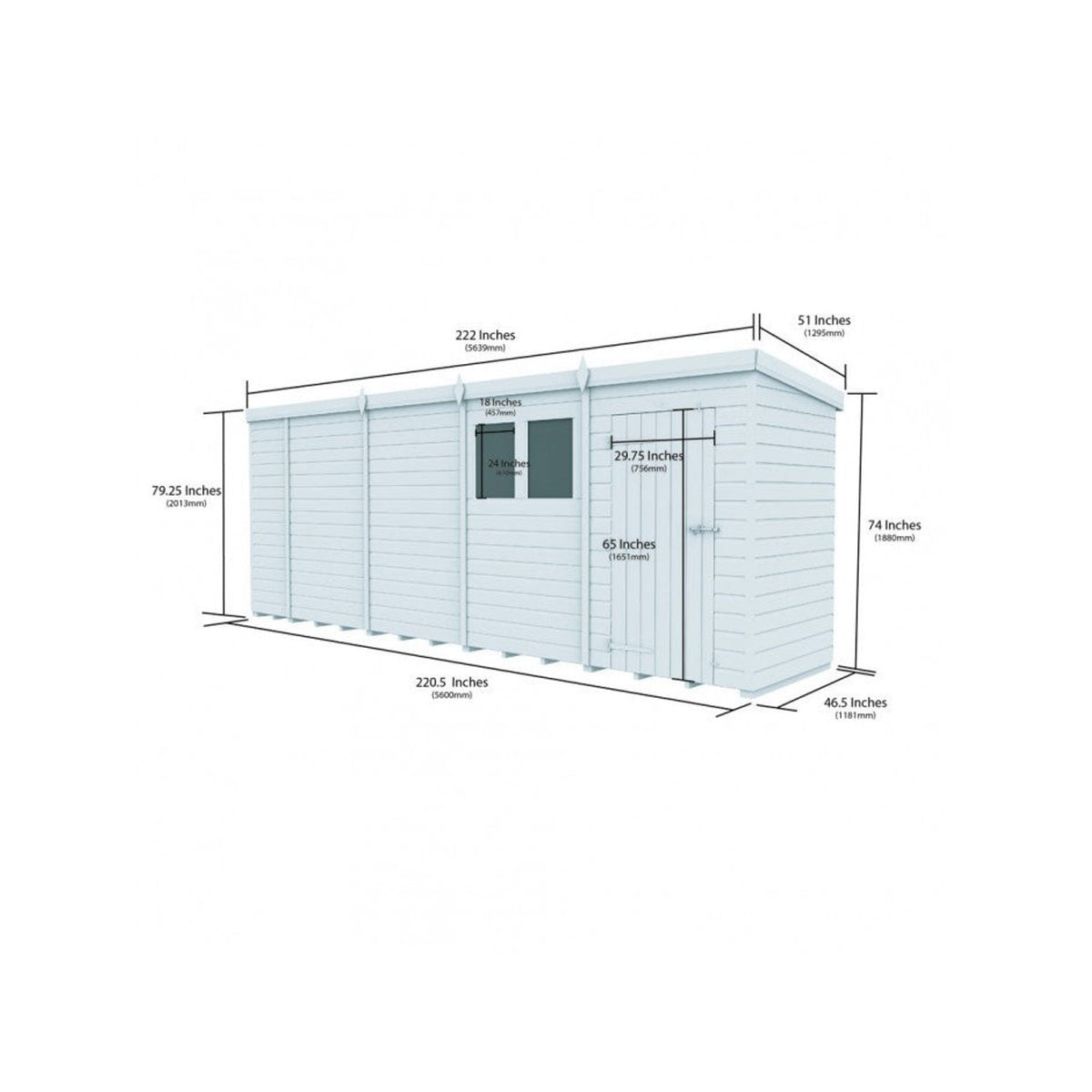 DIY Sheds – Pent Shed – Single Door – view 130