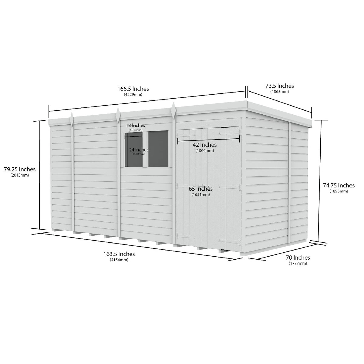 DIY Sheds – Pent Shed – Double Door – view 64
