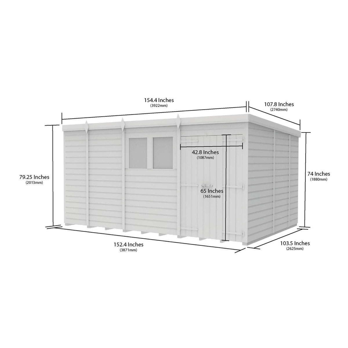DIY Sheds – Pent Shed – Double Door – view 56