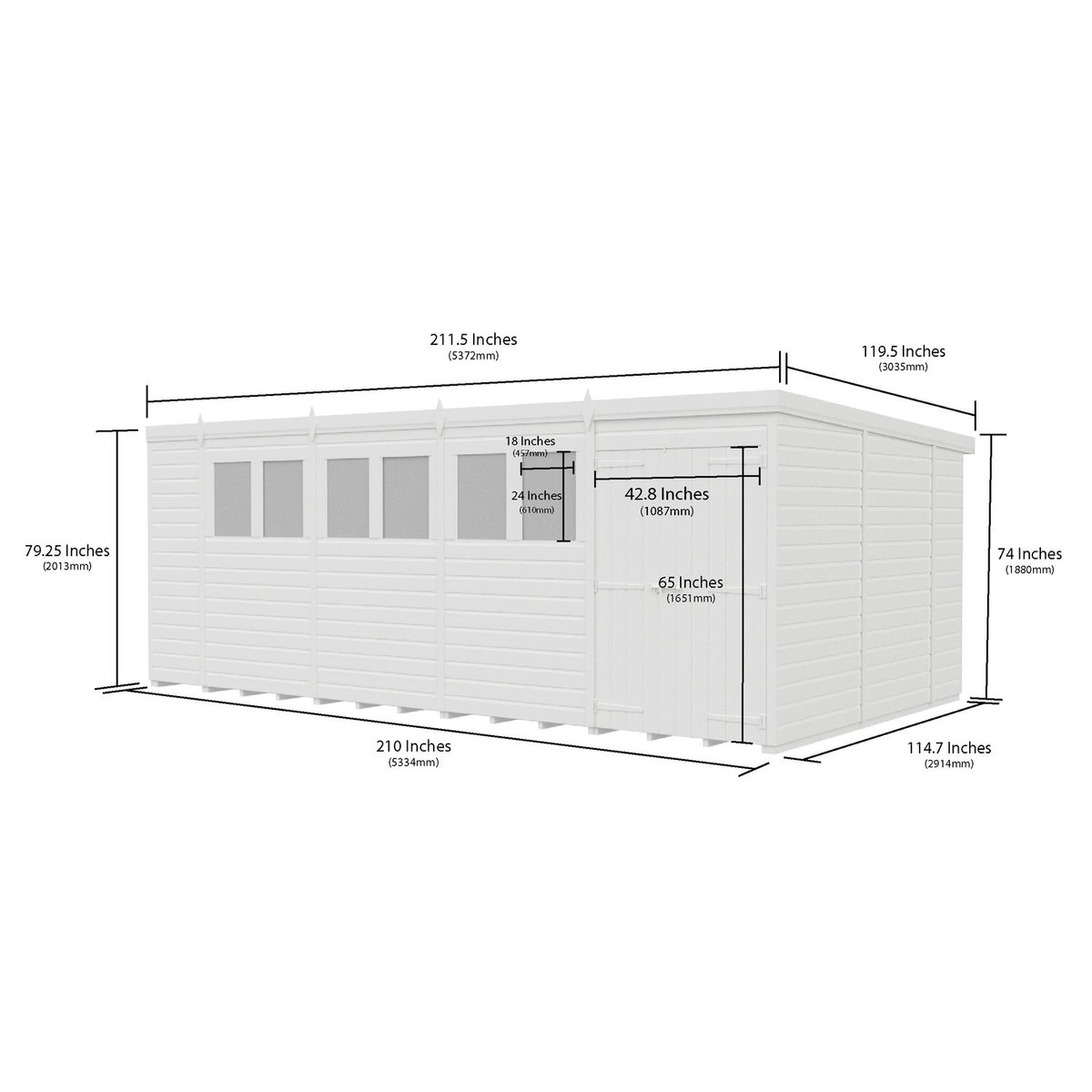 DIY Sheds – Pent Shed – Double Door – view 113