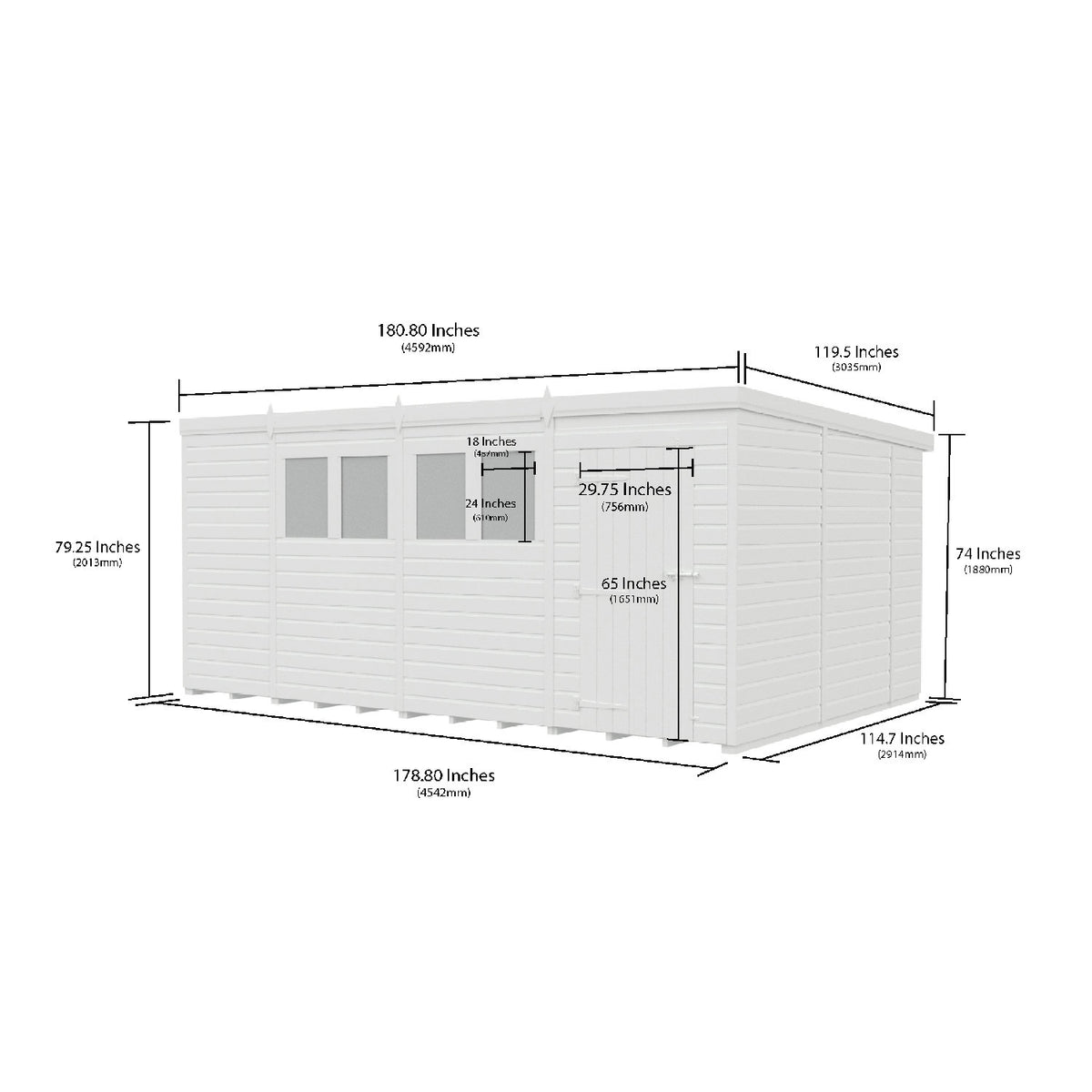 DIY Sheds – Pent Shed – Single Door – view 72
