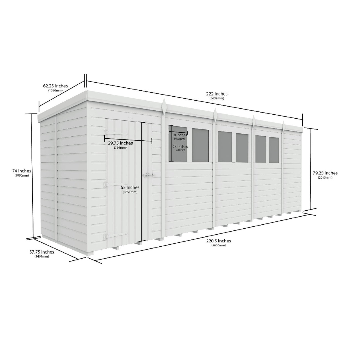 DIY Sheds – Pent Shed – Double Door – view 132