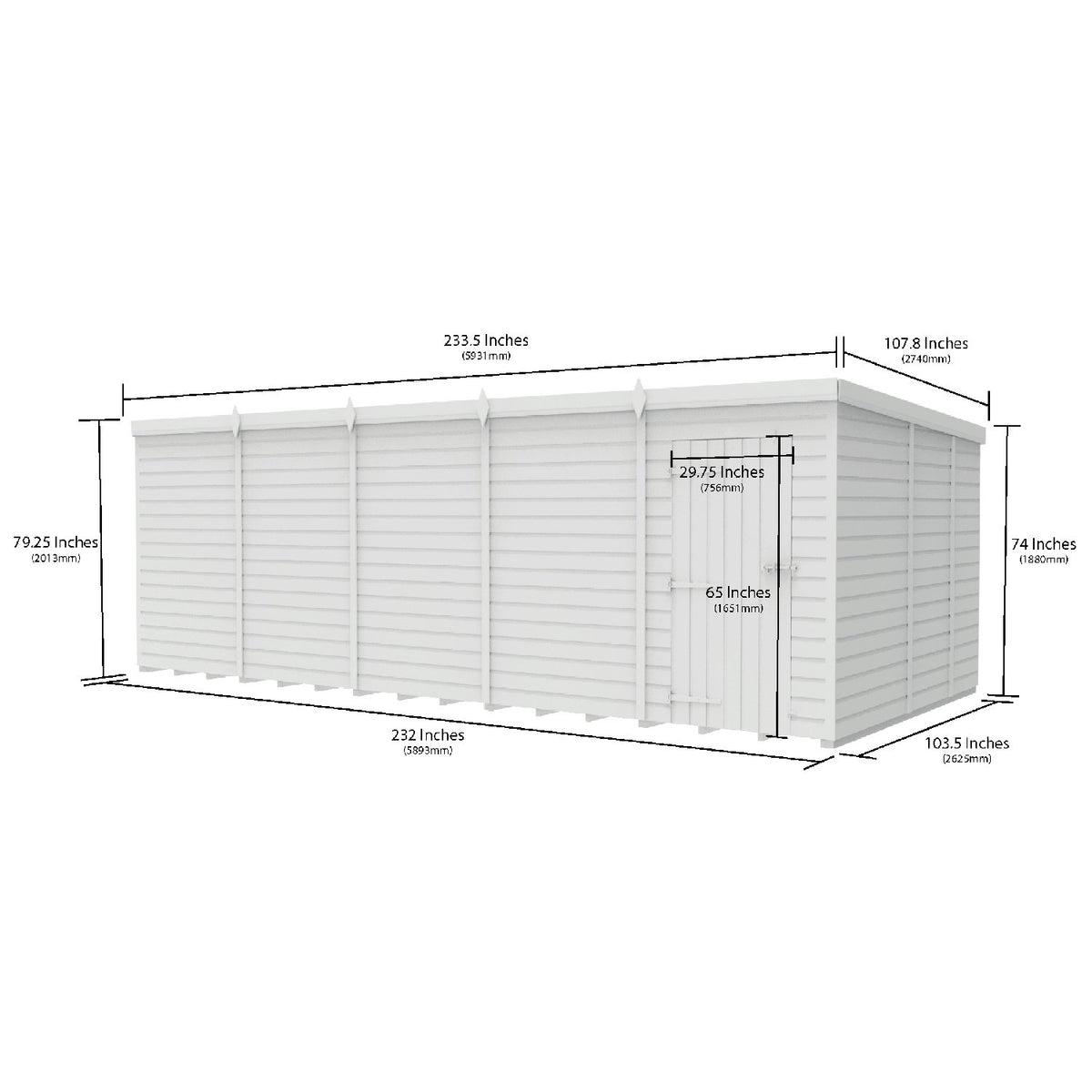 DIY Sheds – Pent Shed – Single Door – view 153