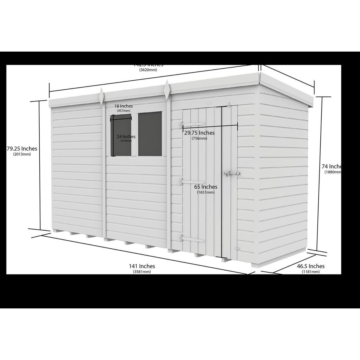 DIY Sheds – Pent Shed – Double Door – view 31