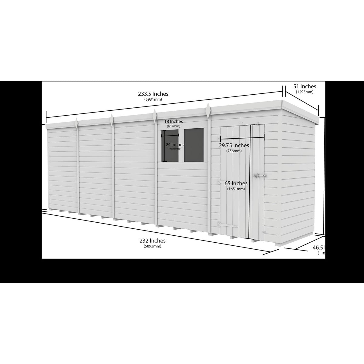 DIY Sheds – Pent Shed – Single Door – view 143