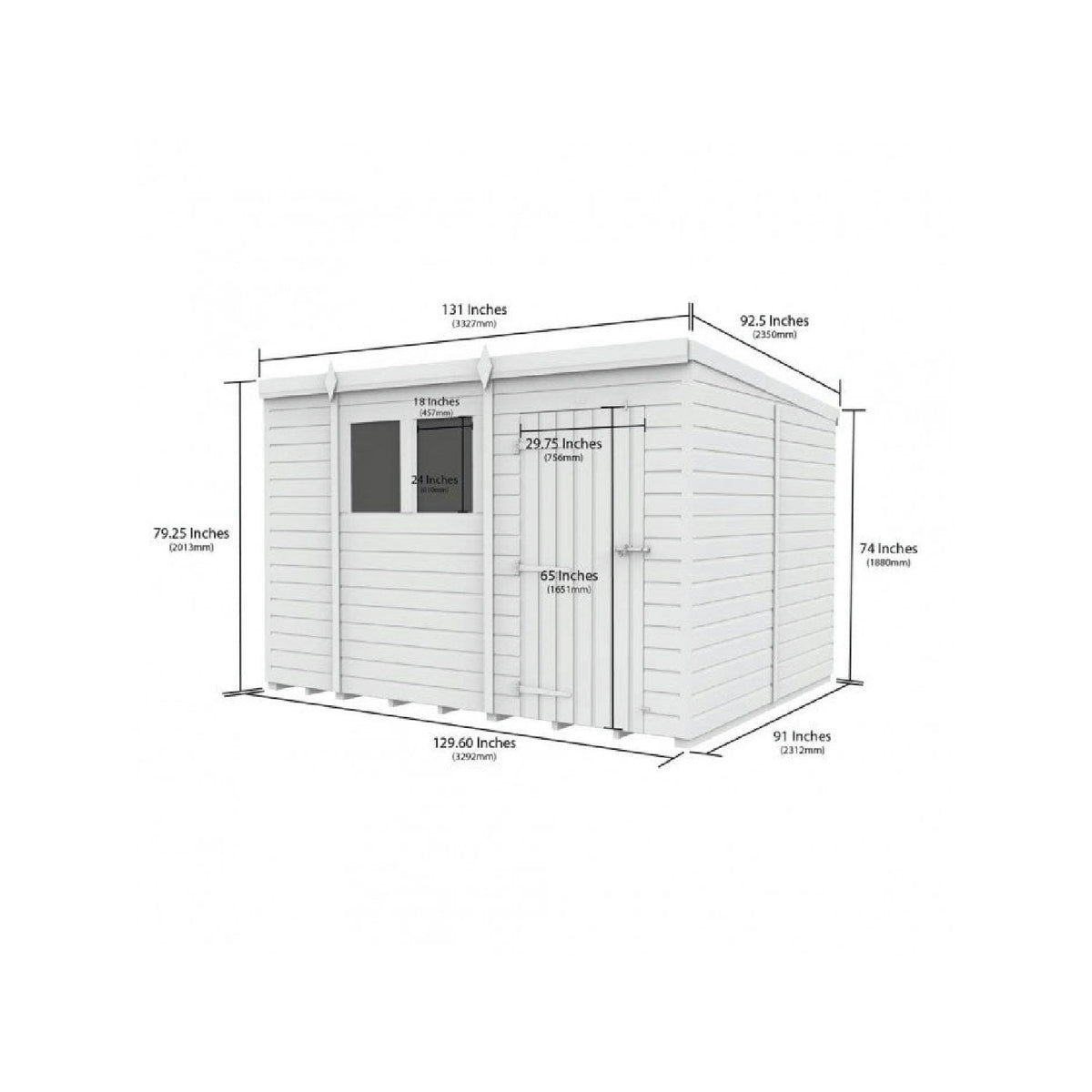 DIY Sheds – Pent Shed – Single Door – view 25