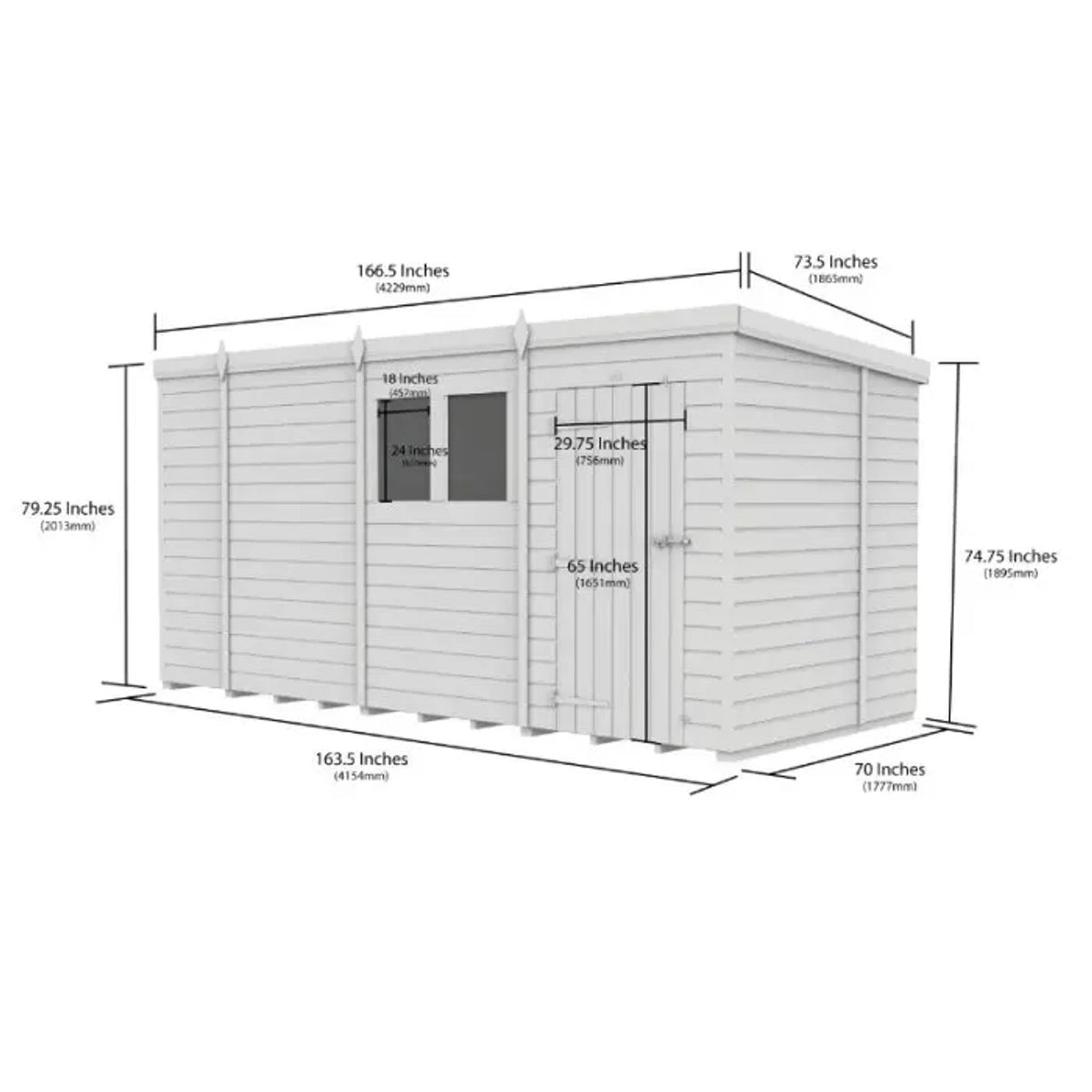 DIY Sheds – Pent Shed – Single Door – view 64