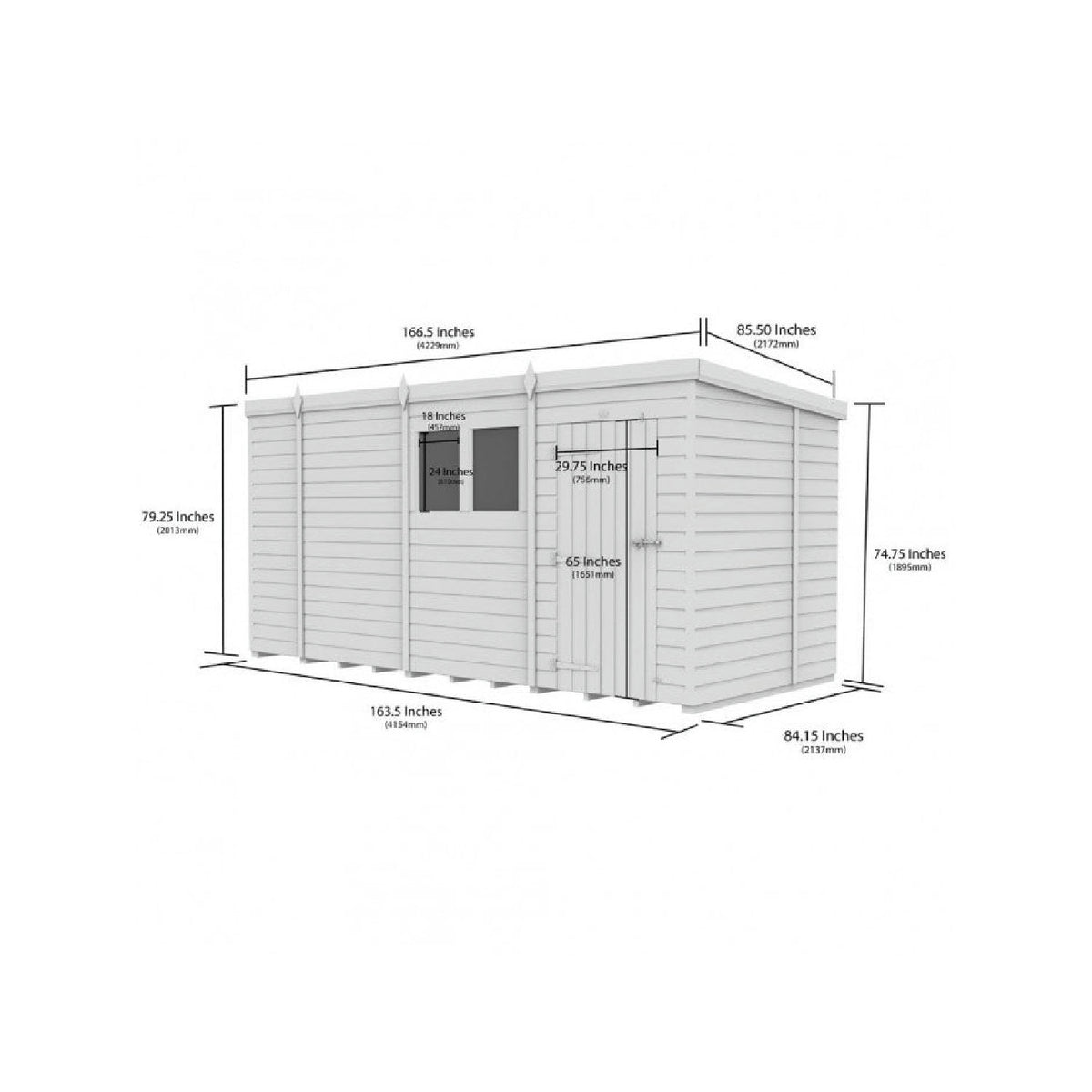DIY Sheds – Pent Shed – Single Door – view 66