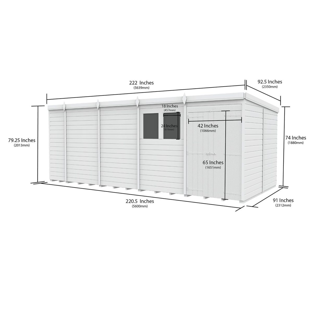 DIY Sheds – Pent Shed – Double Door – view 138
