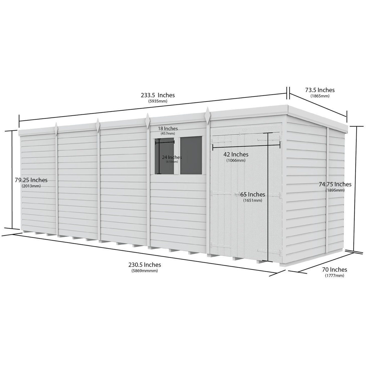 DIY Sheds – Pent Shed – Double Door – view 148