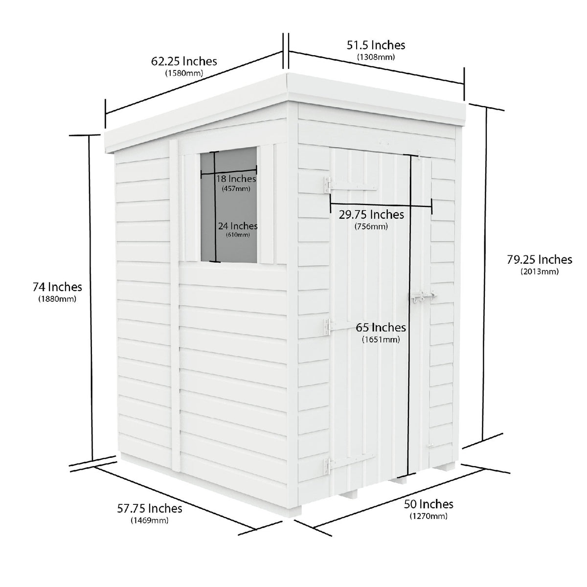 DIY Sheds – Pent Shed – Single Door – view 159