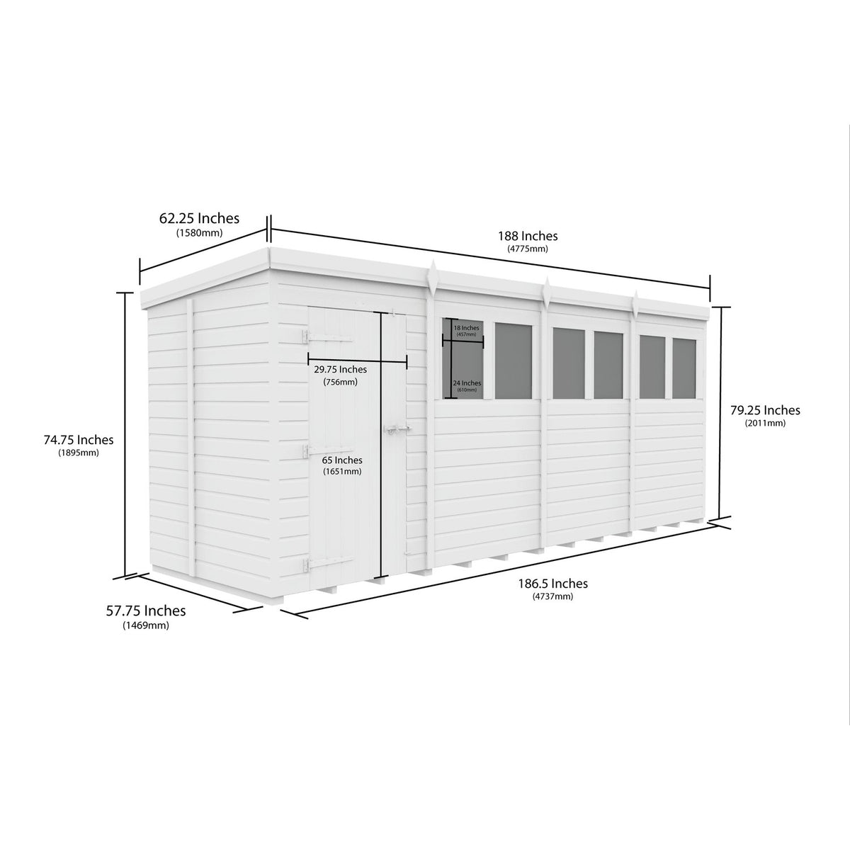 DIY Sheds – Pent Shed – Double Door – view 90