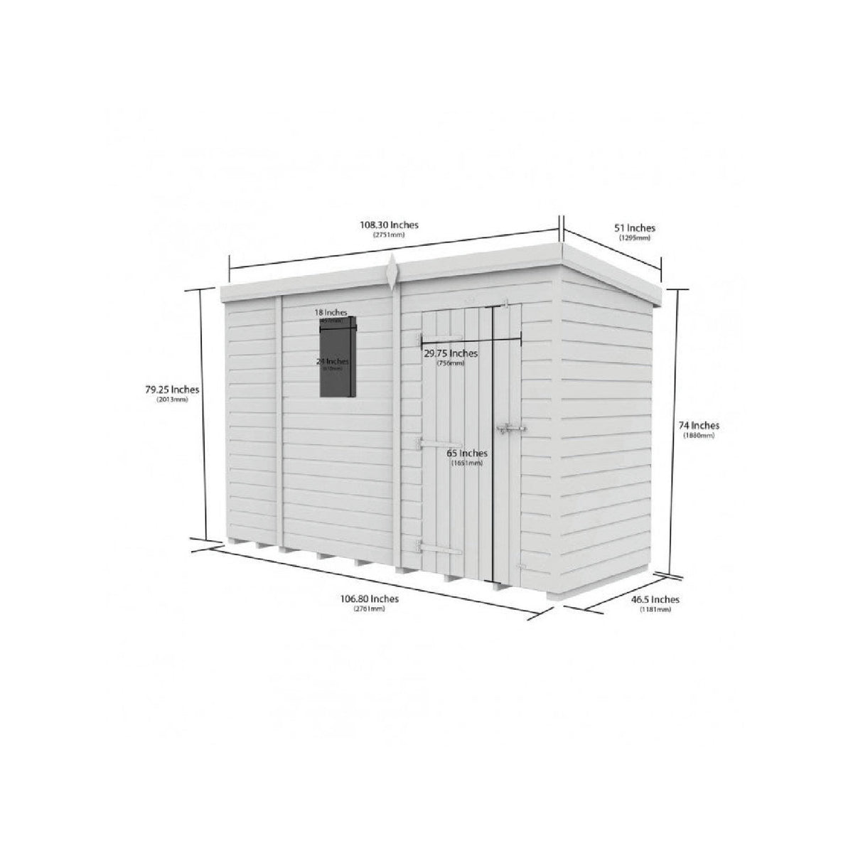 DIY Sheds – Pent Shed – Double Door – view 214