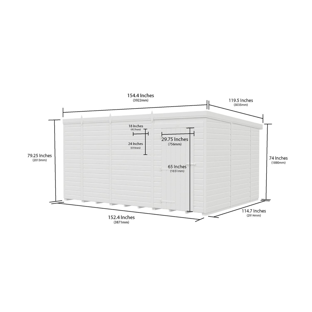 DIY Sheds – Pent Shed – Single Door – view 43