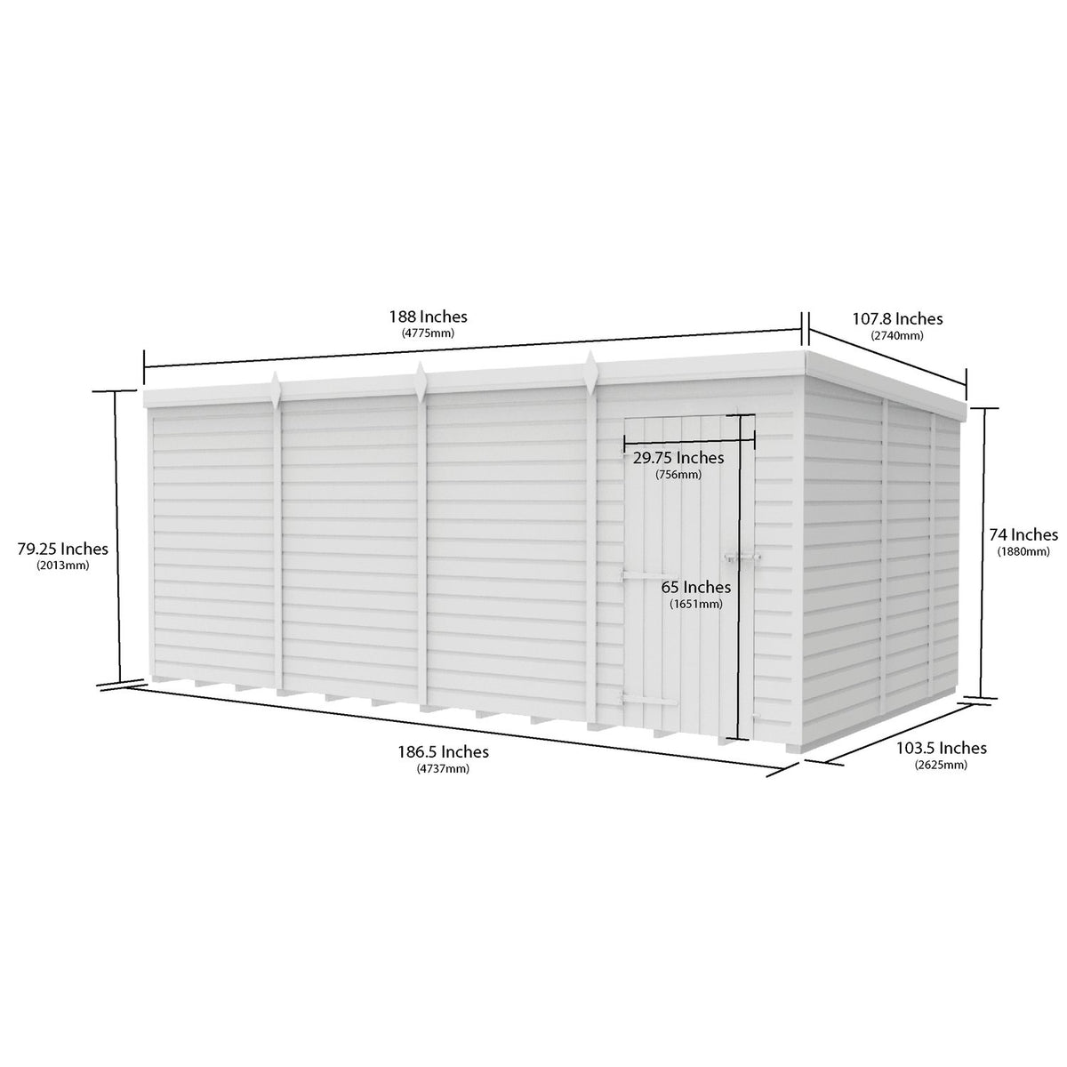 DIY Sheds – Pent Shed – Single Door – view 97