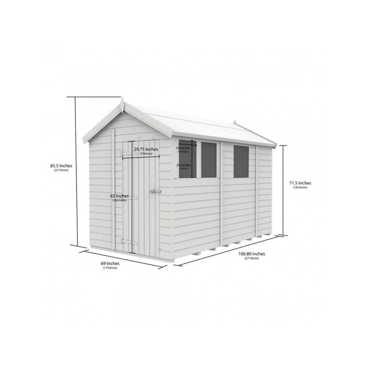 DIY Sheds – Apex Shed – Single Door – view 133