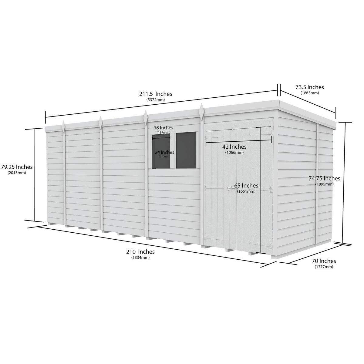 DIY Sheds – Pent Shed – Double Door – view 120