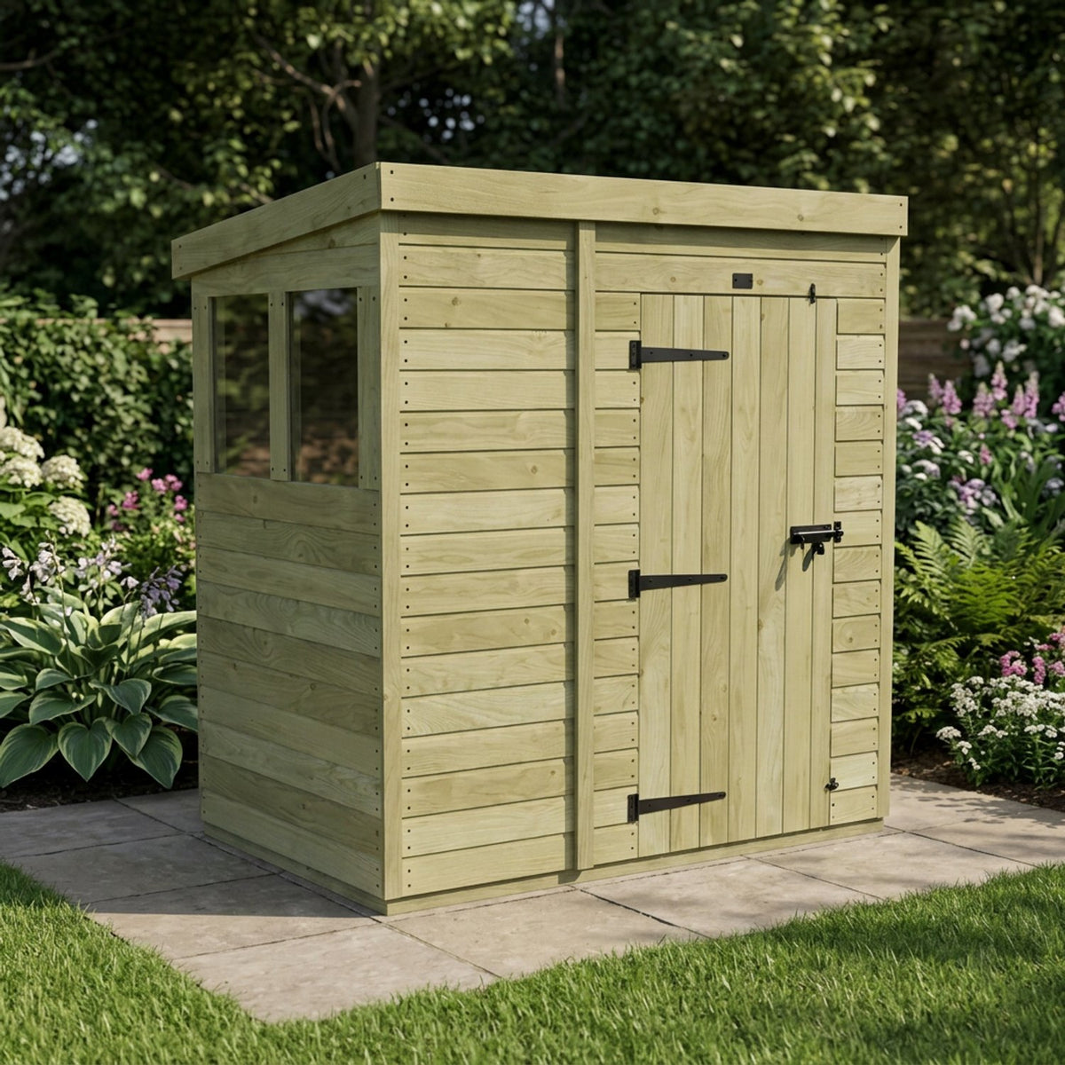DIY Sheds – Pent Shed – Single Door – view 186