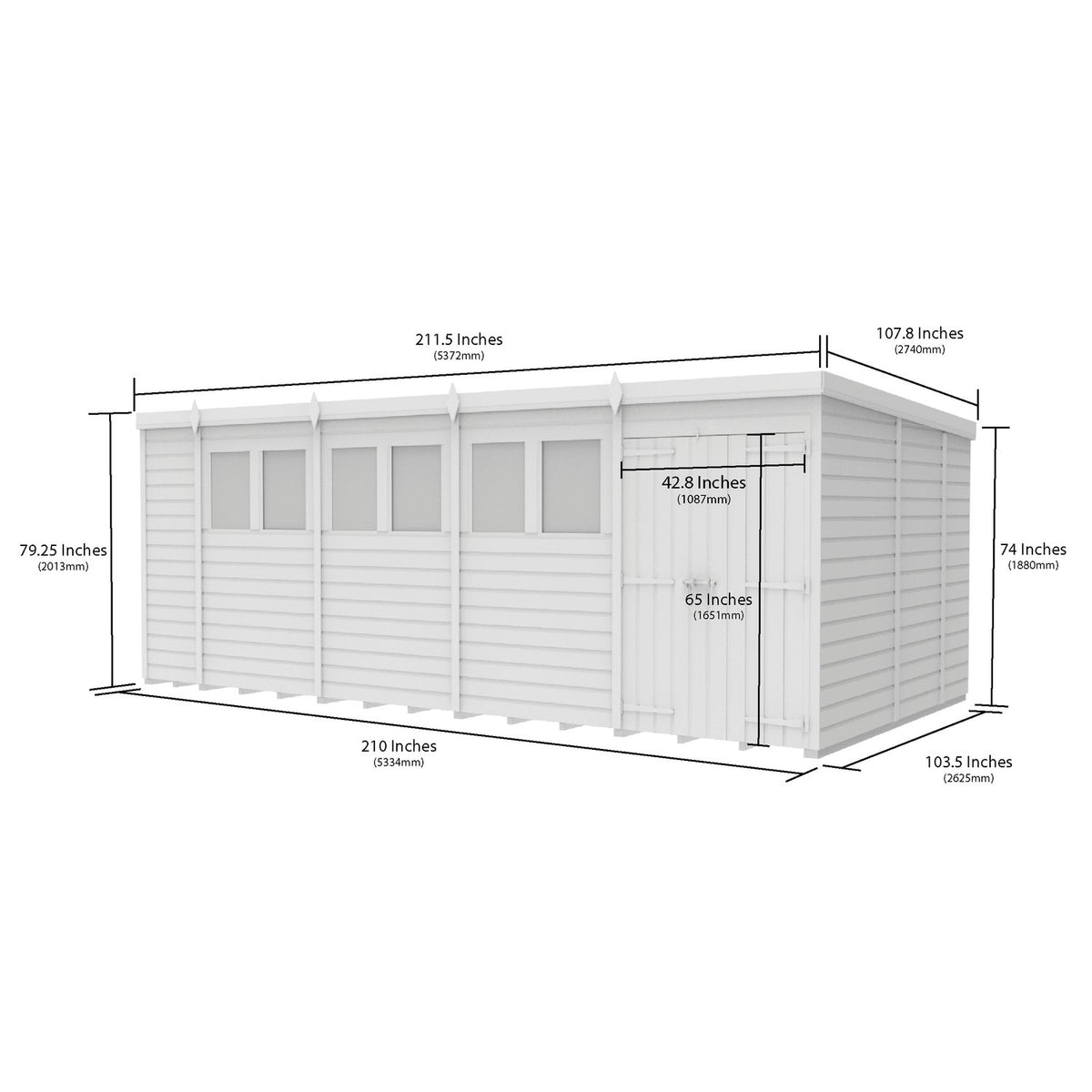 DIY Sheds – Pent Shed – Double Door – view 126