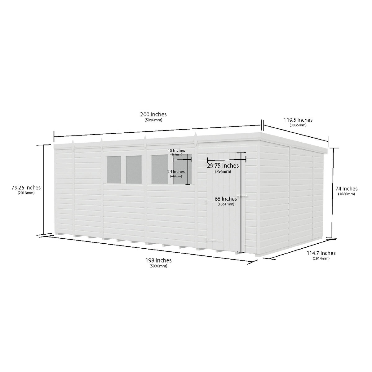 DIY Sheds – Pent Shed – Double Door – view 100