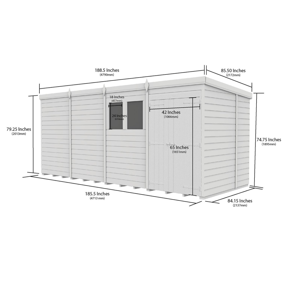 DIY Sheds – Pent Shed – Double Door – view 94