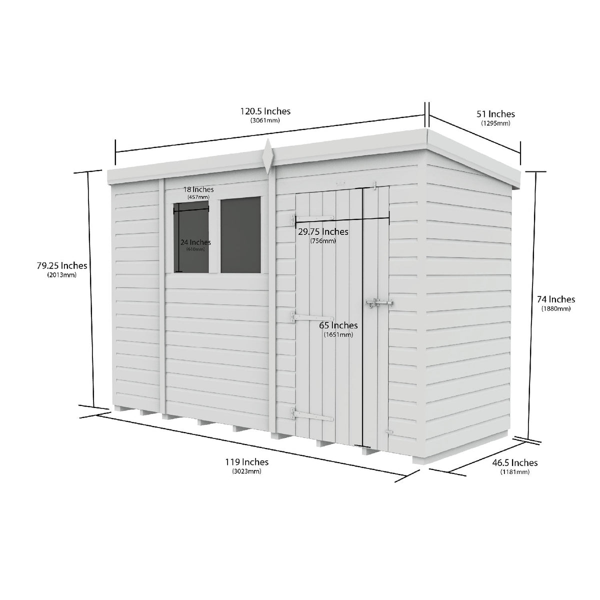 DIY Sheds – Pent Shed – Single Door