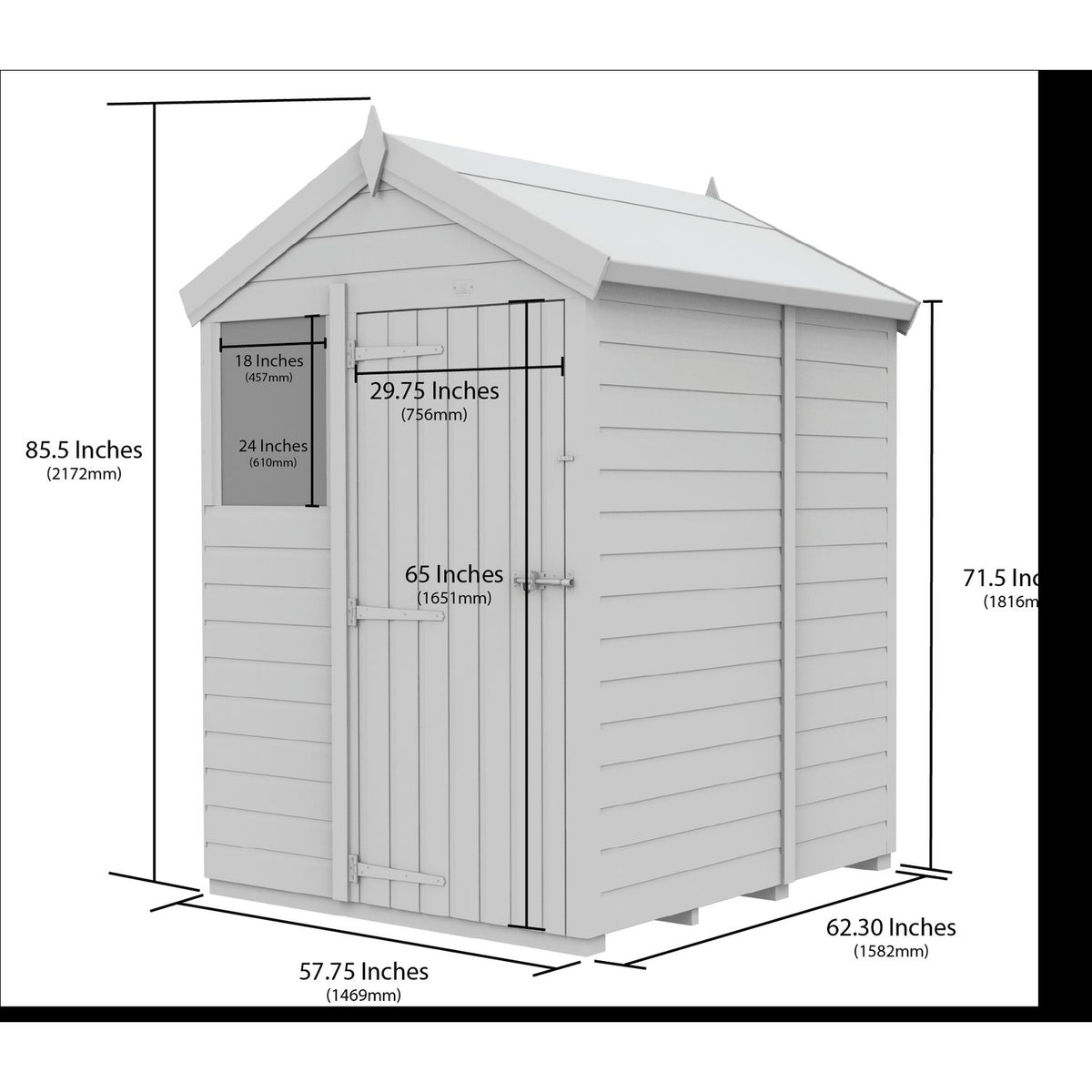 DIY Sheds – Apex Shed – Single Door – view 91