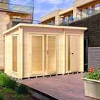 Shire Walsoken 19mm log cabin with storage 6x12 – exterior view