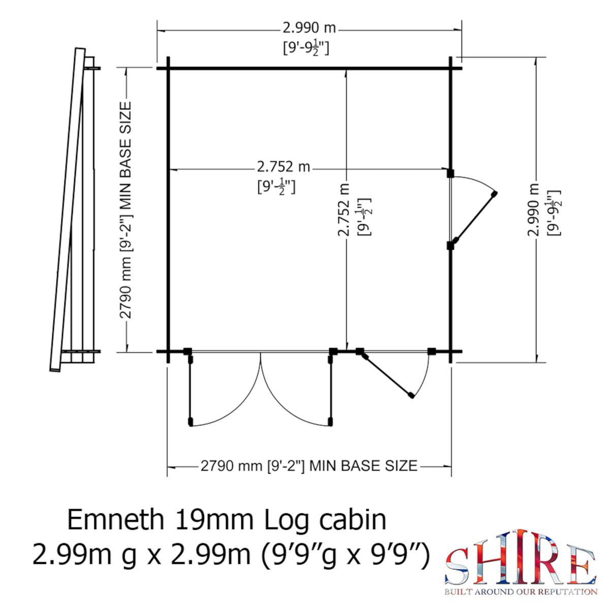 Shire Emneth 19mm log cabin 10x10 – floor plan
