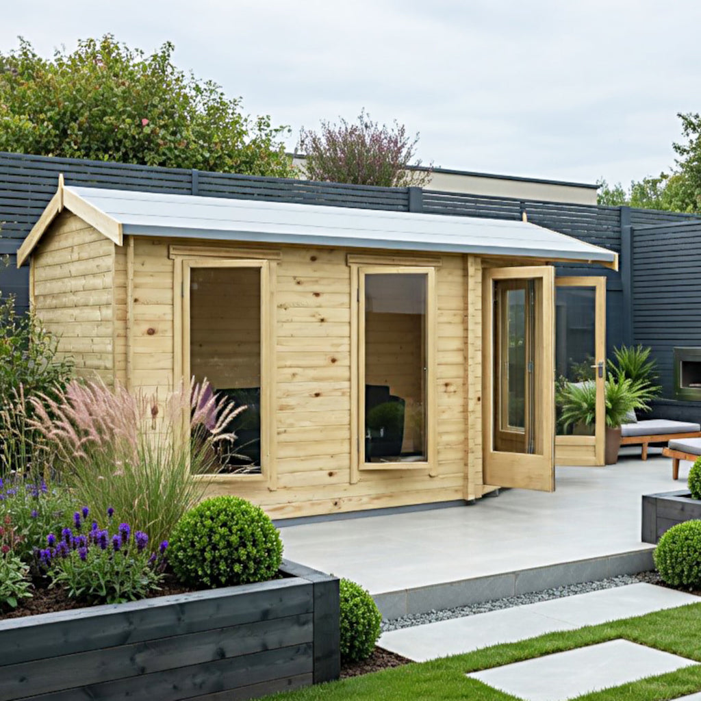 Shire Lambridge 28mm corner log cabin 10x14 – exterior view