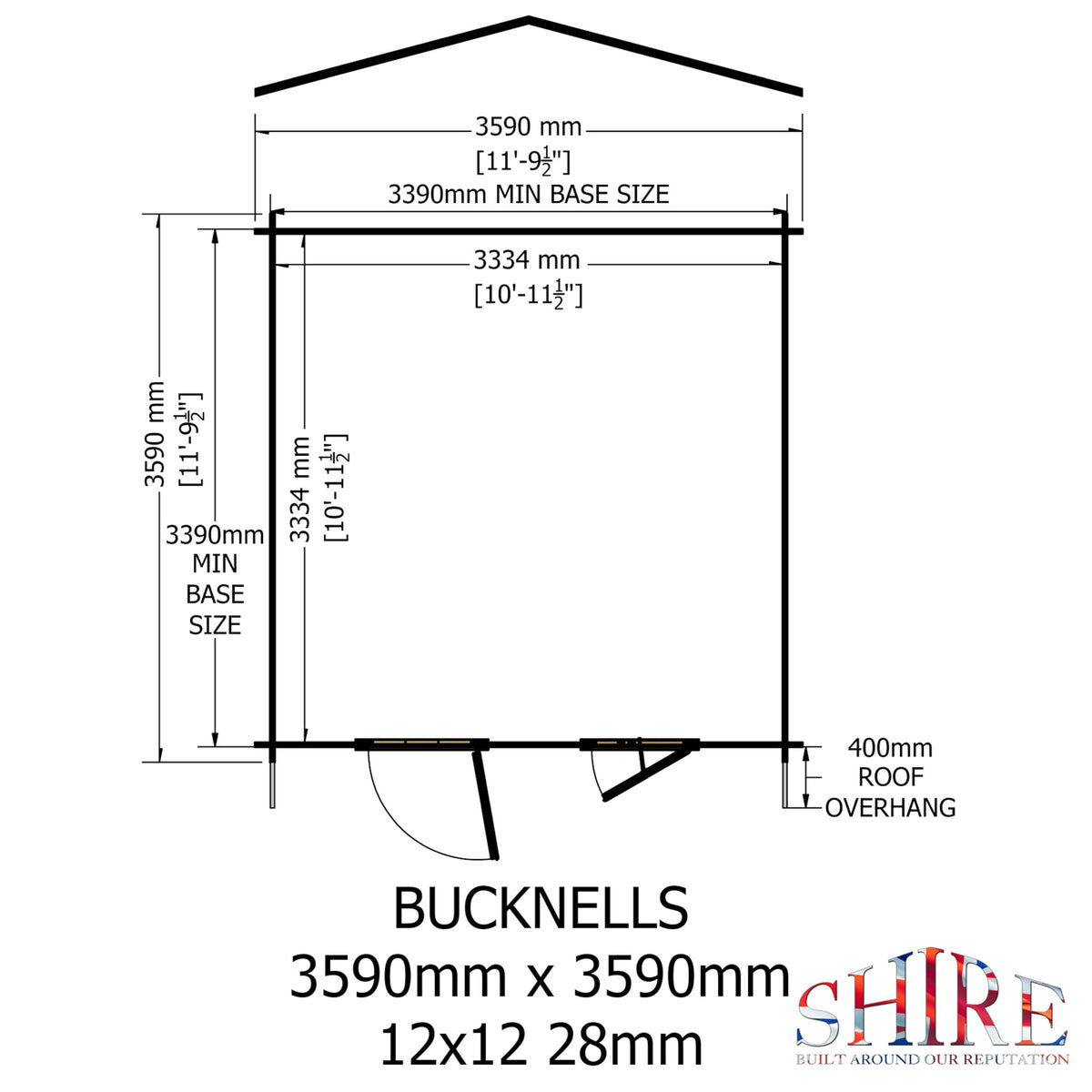 Shire Bucknells 28mm log cabin 12x12 – floor plan