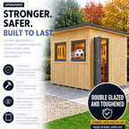 Fortis workshop with double-glazed toughened glass uPVC windows and steel-reinforced uPVC door