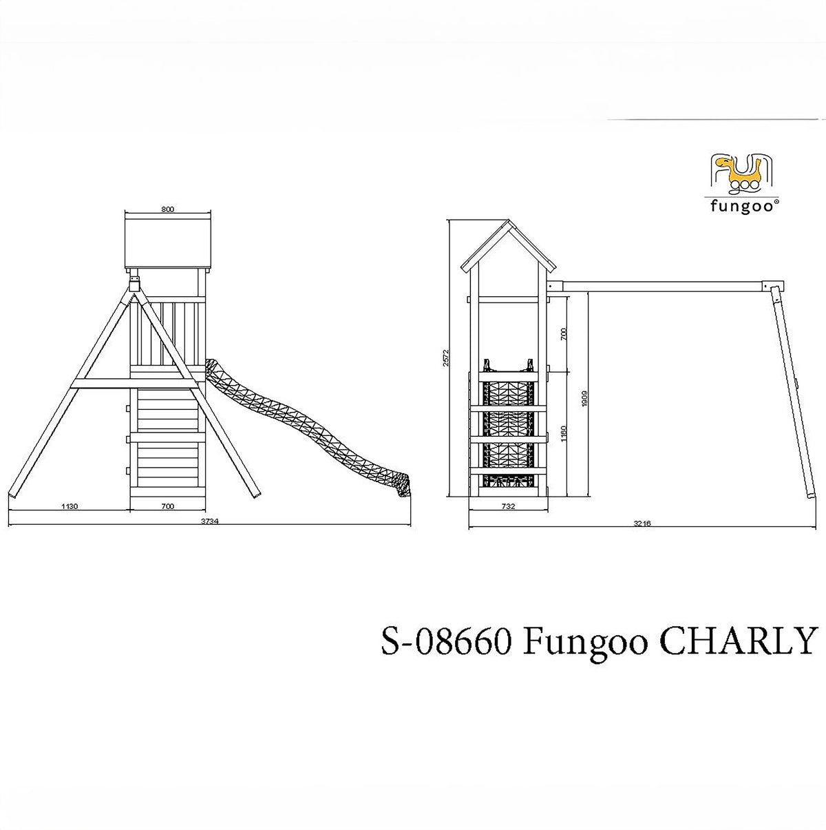 Shire Charly climbing frame – dimensions