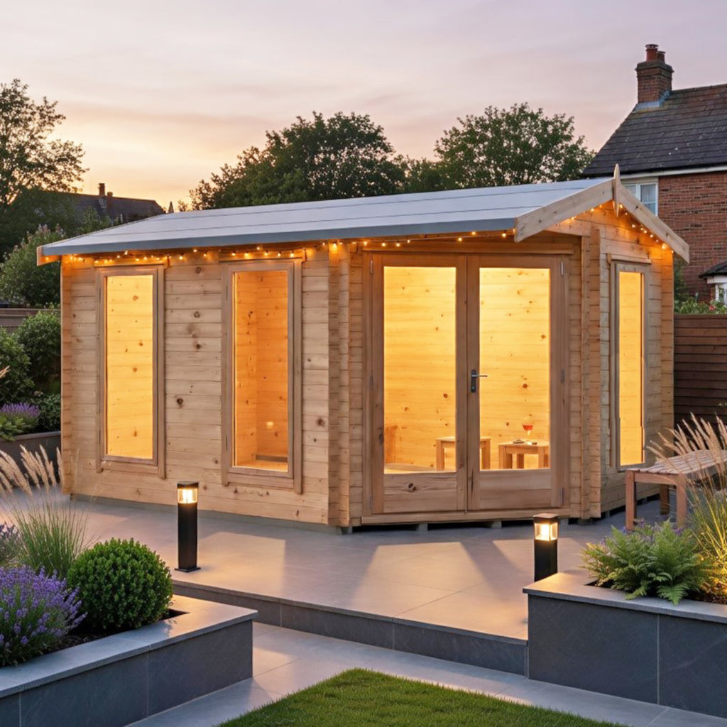 Shire Lambridge 28mm corner log cabin 10x14 – exterior view
