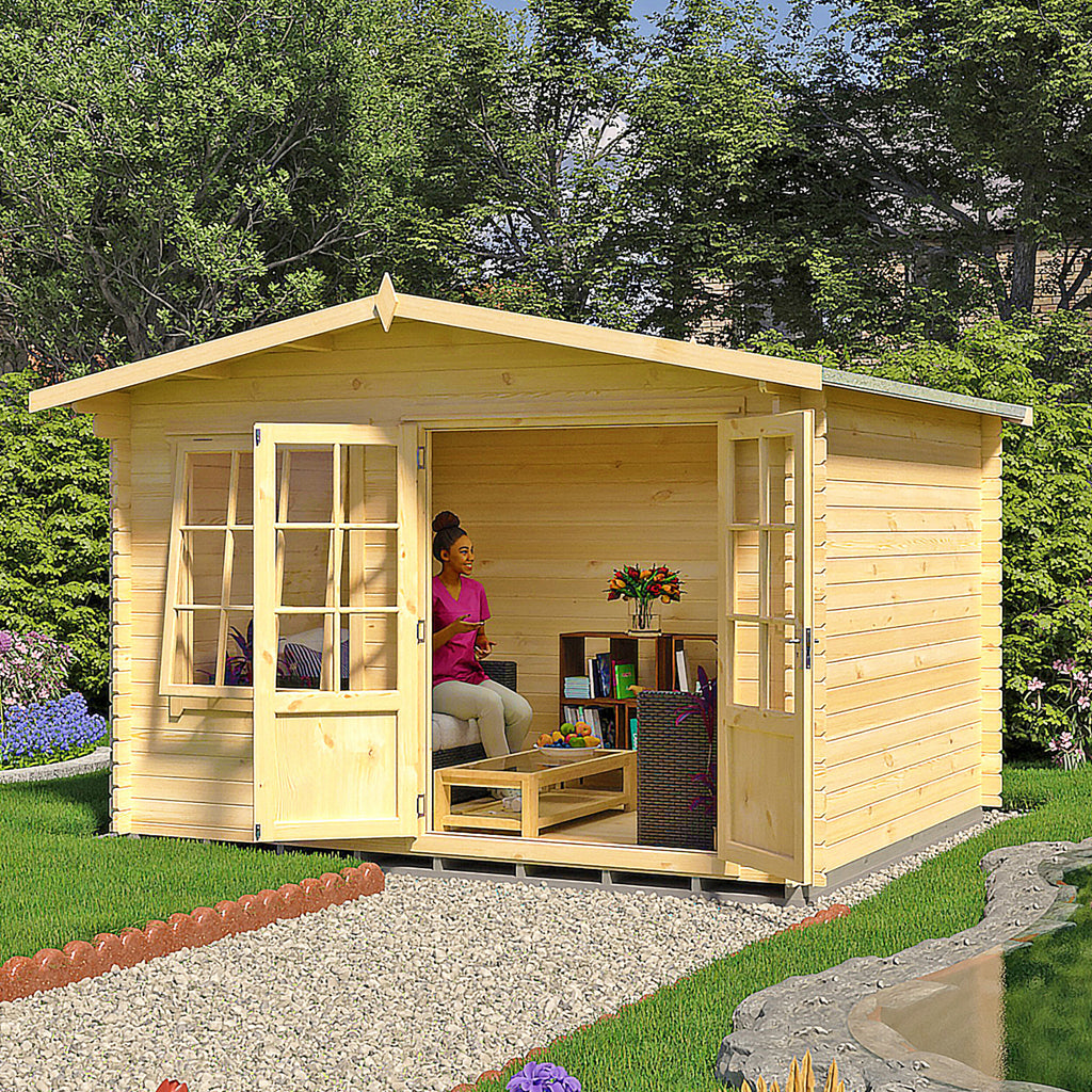 Shire Hale 28mm log cabin 12x10 – exterior view